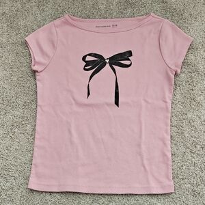 Abercrombie Kids Light Pink Tee with Black Bow